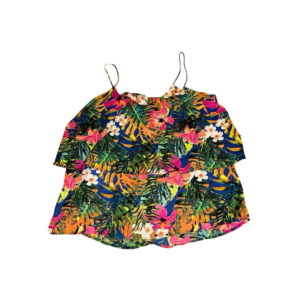 NWT Paper Crane Anthropologie Vibrant‎ Tiered Spaghetti Strap Tank M Tropical